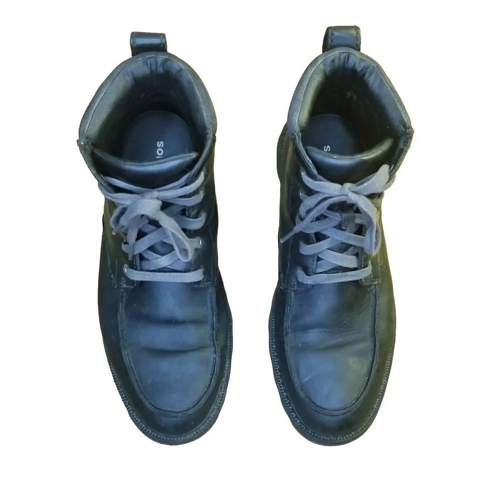 Sorel Madson Boots Men's Size 11 Black Leather Moc Toe 5 Eyelet Work NM2346-010